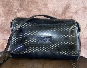 Dooney & Bourke Vtg Black Yellow Cabrio Leather Shoulder Bag Purse Crossbody - Picture 1 of 5