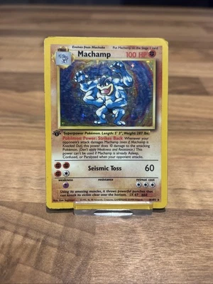 Pokémon TCG Machamp Holo 1st Edition Base Set #8/102 Holo Rare MP - Image 1 of 4