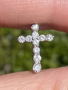 Solid Platinum 0.50CTW 100% Natural Diamond Cross Pendant - Picture 1 of 7