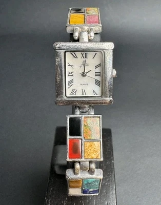 RELOJ ARIA OIT PLATA ESTERLINA 925 MULTI PIEDRAS PRECIOSAS Mujer Batería Nueva Foto 1 de 4