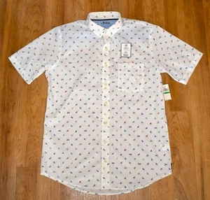 NWT Izod Men's LT Beach Chair All Over Print Short Sleeve Button Down Shirt - Picture 1 of 5