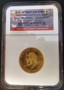 2009P $50 1/2 oz Gold Discover Australia 'Dreaming Kangaroo' NGC PF70 - Picture 1 of 2