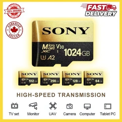 1024GB 512GB 256GB 128GB Micro SD TF Card Class 10 High Speed Flash Memory C10 - Image 1 of 4