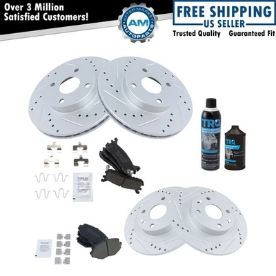 Front & Rear Ceramic Brake Pad & Performance Rotor Kit w/Chemicals - Imagem 1 de 4