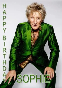 TARJETA DE FELICITACIÓN PERSONALIZADA ROD STEWART CUMPLEAÑOS CUALQUIER OCASIÓN - Imagen 1 de 3