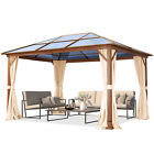 TOOLPORT 3x4 Garden Gazebo Forest Deluxe with sidewalls and oak finish champagne