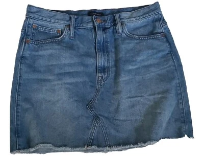 Mini-saia jeans azul bainha crua J.Crew tamanho 30 feminina adolescente - Imagem 1 de 4