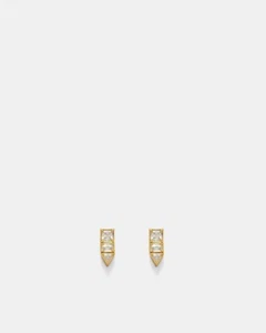 Mimco Gold Verse Crystal Stud Earrings Brand New - Picture 1 of 3