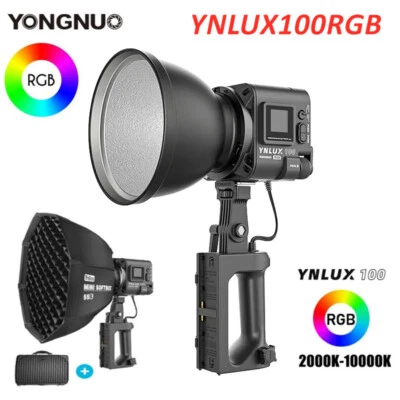 YONGNUO YNLUX100 RGB 120W RGBWW Colorful Led Video COB Light 2000-10000K Softbox - Image 1 of 4