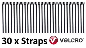 30x BLACK Genuine Velcro ONE WRAP® Cable Ties 13x200mm Cleat Strap Zip Hook L - Picture 1 of 2