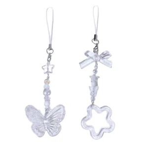 Handmade Keychain Wrist Beaded Phone Chain Bow/Star Phone Strap for Women Girl - Picture 1 of 10