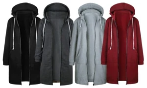 Casual Long Hooded Sweatshirt – Women’s Zip-Up Hoodie Coat with Pockets - Picture 1 of 17