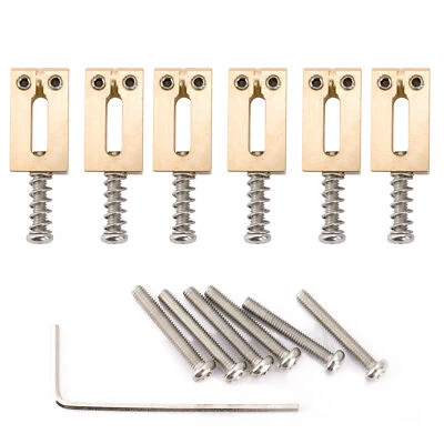 Musiclily Ultra 6Pcs 11.2mm Modern Brass Saddles Set For Vintage Strat ST Guitar