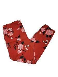 Old Navy Women's Red Floral Cotton Straight Leg Cropped Mid Rise Pixie Pants Med - Picture 1 of 4