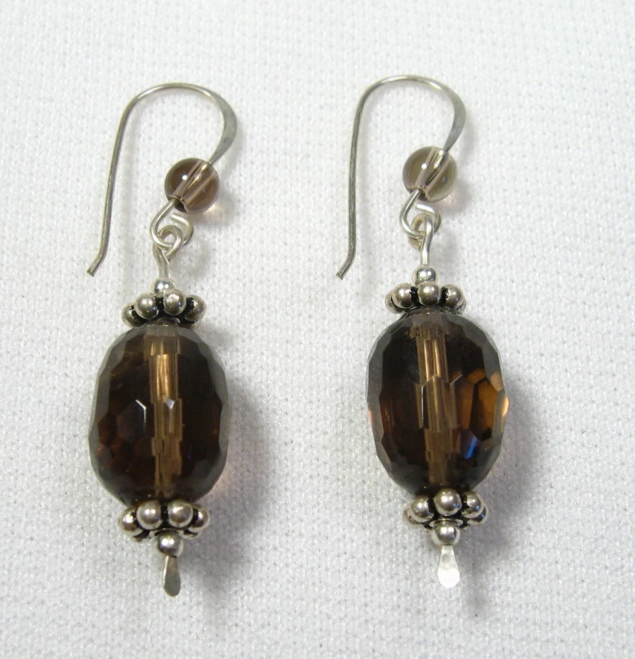 Pendientes colgantes de cuarzo ahumado facetados de plata Lyns Jewelry Foto 1 de 1