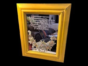 Vintage Wooden Framed Mirror Upcycled w/ New Paint and Mirror Decor 13.5"x 11.5" - Picture 1 of 8