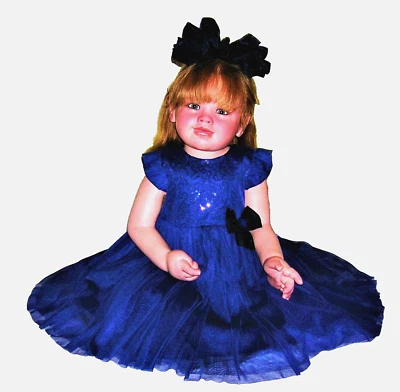 *$62 VALORE❤SET COMPLETO 3 PEZZI ❤LITTLE ME❤ 24M ❤ABITO DA FESTA BLU SCINTILLANTE❤FIOCCO CAPELLI - Immagine 1 di 4