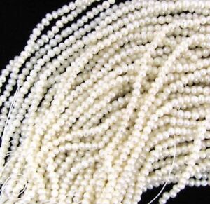 Wholesale Small 3-4 mm Real White Freshwater Pearl Loose Beads Strand 15"