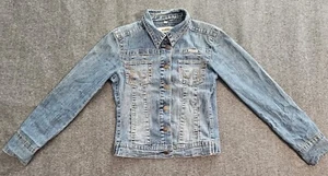 Hydraulic Denim Jean Trucker Jacket Small Wash Button Down Cotton Stretch Womens - Picture 1 of 12