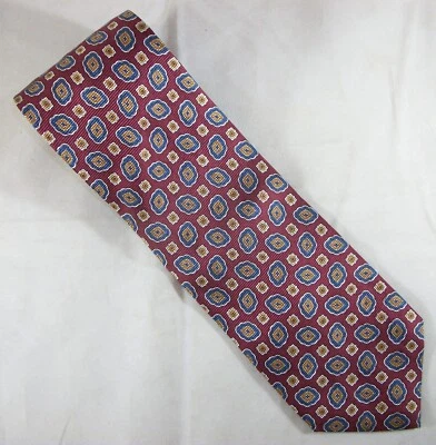 Jos. A. Corbata Banco Borgoña y Azul Floral Cuadros Seda 59" L x 3.75" W (E707) Foto 1 de 3