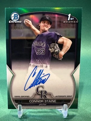 Connor Staine 2023 Bowman Chrome 1st Green Refractor /99 Auto #CPA-CSE Rockies - Image 1 of 2