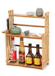 Bamboo Kitchen Storage Shelf Rack Holder Organizer Bathroom Multi-Function - Picture 1 of 7