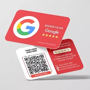 100 biglietti da visita con codice QR rating recensione Google personalizzati con logo con marchio - Foto 1 di 8