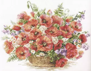Korb mit Mohnblumen 2-28 Alisa gezählt Kreuzstich Kit - Bild 1 von 3