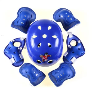 Kids Blue Helmet Elbow Knee Protectiv Pads For Skateboard Cycling Roller Skating - Picture 1 of 10
