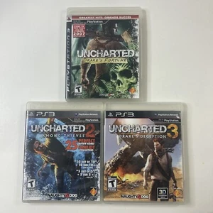 Uncharted 1, 2, 3 Sony PlayStation 3 PS3 Trilogy Game Bundle Lot VGC - Picture 1 of 18