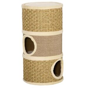 PawHut Cat Scratching Barrel Kitten Tree Tower with Sisal and Seaweed Rope