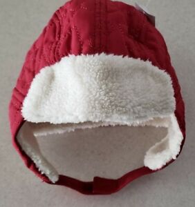 NEW Old Navy Baby Girls 0-6 MONTHS Heart Quilted Trapper Hat DARK RED #9420
