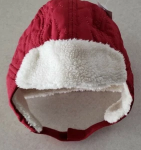 NEW Old Navy Baby Girls 0-6 MONTHS Heart Quilted Trapper Hat DARK RED #9420 - Picture 1 of 5