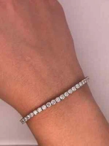 6 Ct Tennis Bracelet Lab Grown 14k white gold D color VVS clarity Wedding Gift - Picture 1 of 8