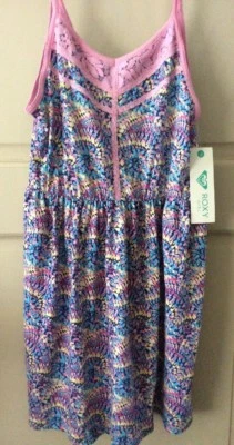 New Summer Girls Roxy Pink Blue Yellow L/XL/14/16 Lace Sundress Roxy Girl Dress* - Image 1 of 4