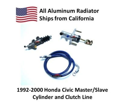 Slave, Master Cylinder & Stainless Clutch Line Kit 1992-2000 Honda Civic BLUE - Image 1 of 4