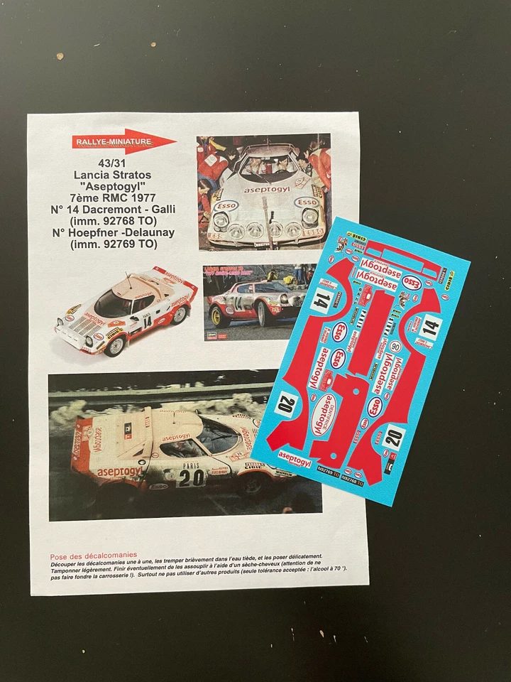 DECALS 1/43 LANCIA STRATOS DACREMONT RALLYE MONTE CARLO 1977 WRC RALLY - Photo 1/1