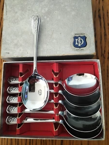 Juego de cucharas sopera vintage con monograma inglés antiguo sin usar - Imagen 1 de 4