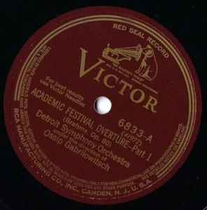 Detroit S.O. Gabrilowitsch 12" 78 RPM - Akademisches Festival Ouvertüre Teil 1 & 2 - Bild 1 von 2