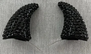 Bejeweled Black Devilish/Demon Clip-on Horns~NWOT - Picture 1 of 4