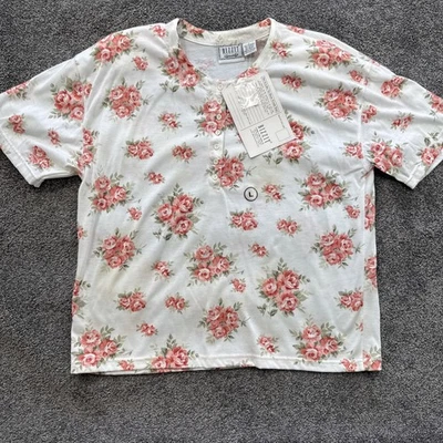 Camisas Henley L Bizzit de Colección Nos para Mujer Años 90 Rosa Floral Cottagecore Grannycore Foto 1 de 4