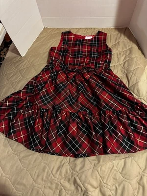 Children’s Place - 格子假日连衣裙 Mom & Me 尺寸 16 有内衬短袖缎面 — 第 1/4 张图片