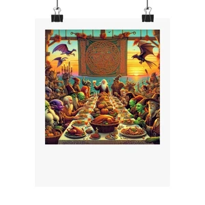 Fantasy Feast vertikales Poster, skurrile Wandkunst, einzigartige Wohndeko, [...] - Bild 1 von 5