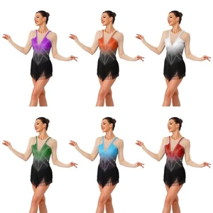 Womens Dresses Patchwork Dress Built-In Briefs Dancewear One Piece Glittery - Picture 1 of 83