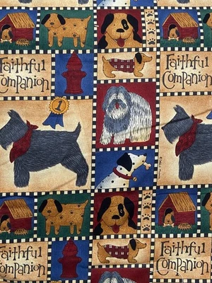 Debbie Mumm Cotton Fabric Retro Country Dog Show Faithful Companion 2 yds - Image 1 of 4