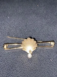 Tie pin vintage-shell with pearl Silver Tone - Picture 1 of 2