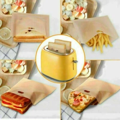 1/5/10 pk Reusable Toaster Toastie Sandwich Toast Bags Pockets Toasty Toastabags - Image 1 of 4