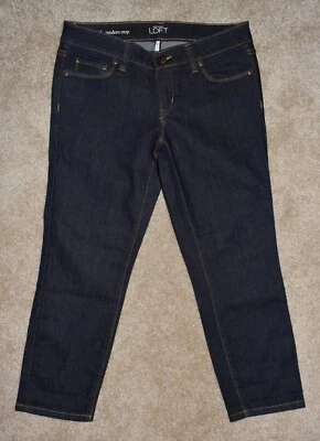 Ann Taylor Loft Jeans 27/4 Modern Crop Dark Wash Stretch Denim Capris - Image 1 of 2
