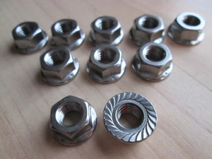 Lot of (10) M8 x 1.25 8mm A2 Stainless Steel Serrated Flange Lock Nut #H15AE - Picture 1 of 8