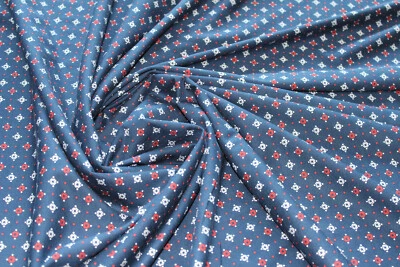 Jersey 4,20€/m² Singlejersey 100% Baumwolle BIO blau kleines Muster G6 - Bild 1 von 2